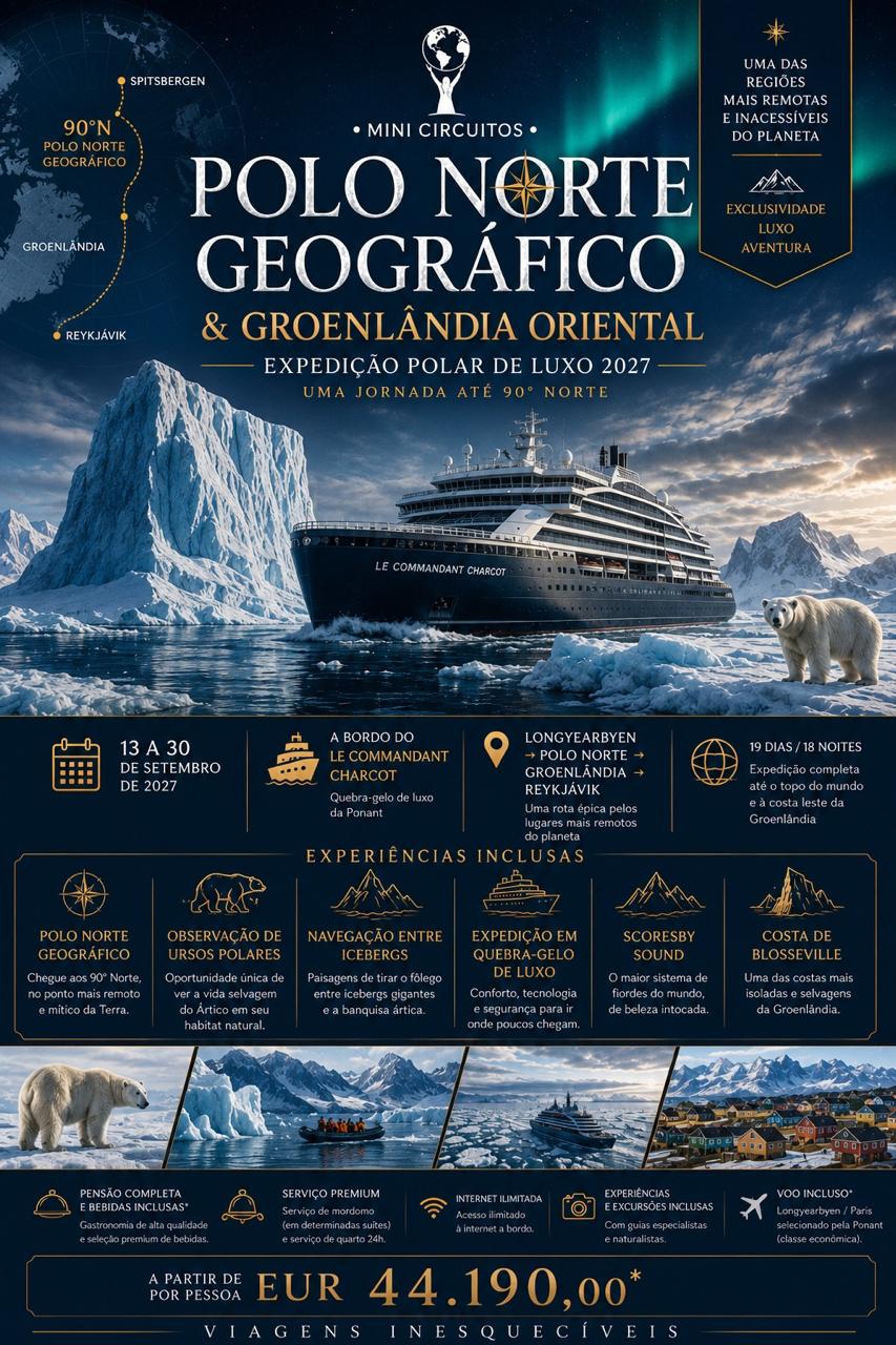 Flyer Polo Norte Geográfico e Groenlândia Oriental - Expedição de Luxo 2027