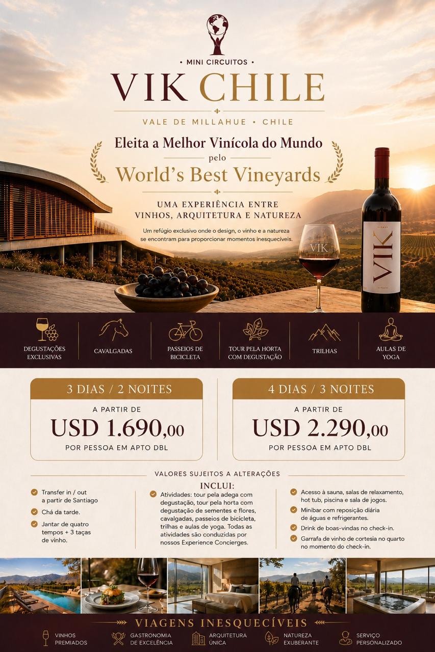 Flyer VIK Chile - Vale de Millahue, melhor vinícola do mundo